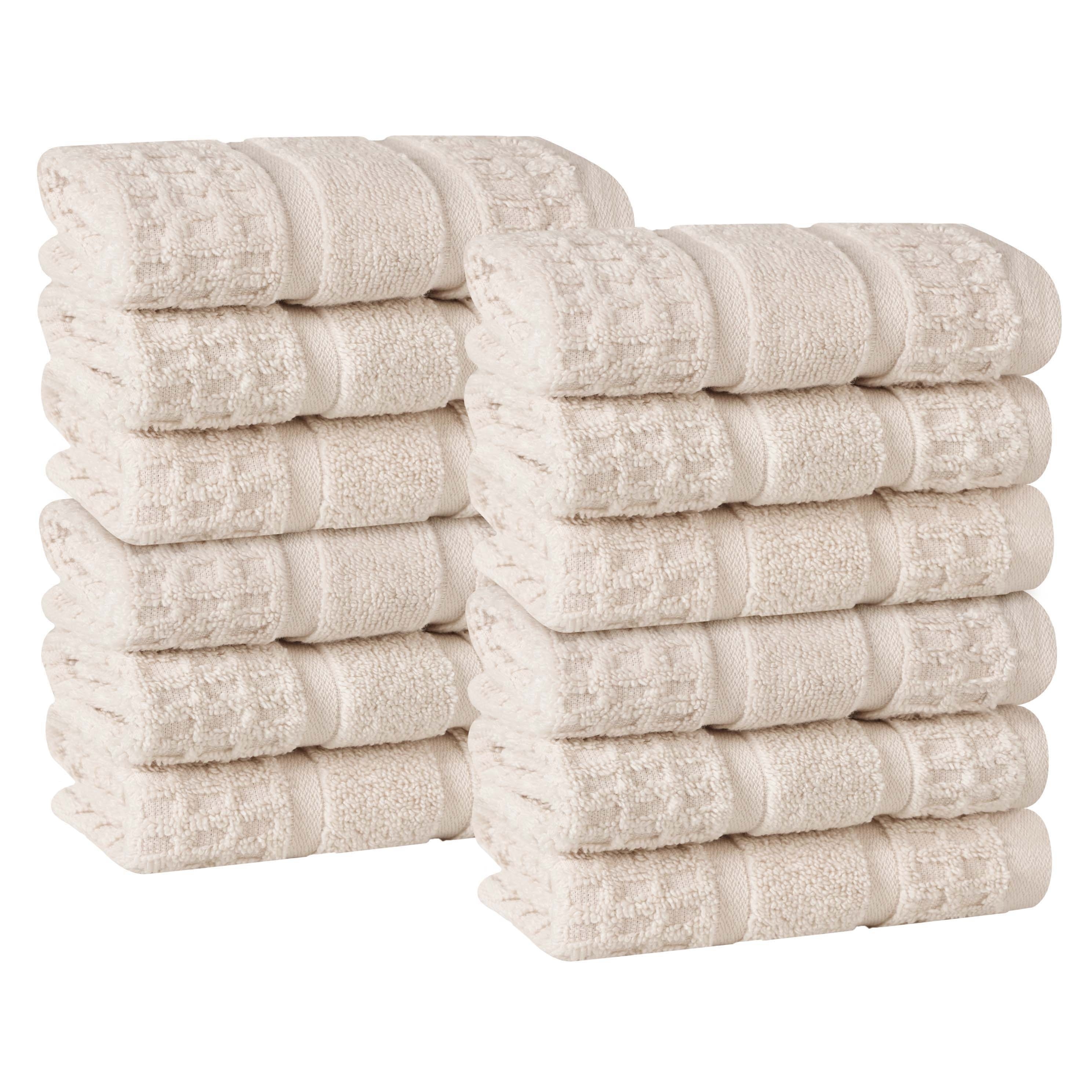 Blue Nile Mills Waffle Zero Twist Cotton 12-Piece Face Towel Set - Soft Washcloths for Face Washing and Skincare