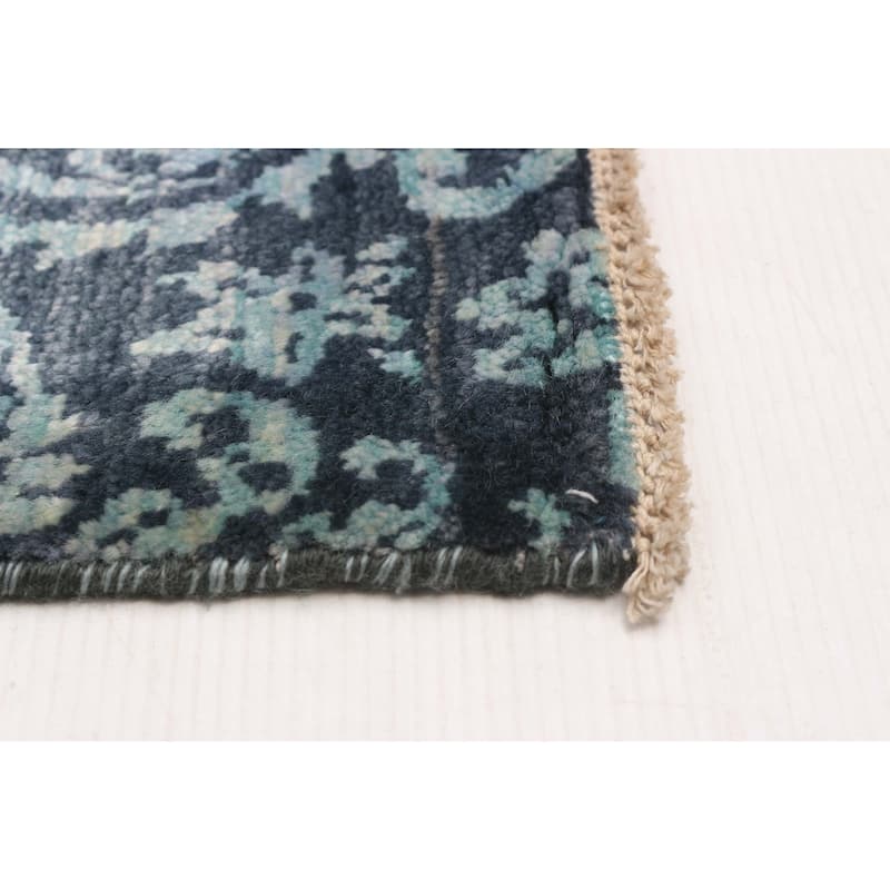 ECARPETGALLERY Hand-knotted Eternity Dark Navy, Light Blue Wool Rug - 8'2 x 11'5