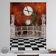 preview thumbnail 1 of 9, Designart 'Balcony with Clock and Tree Angels' Oversized Bohemian Wall CLock