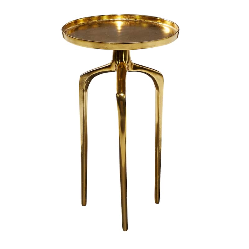 Aluminum Metal Tray Inspired Top Accent Table with 3 Tripod Legs - Gold, Silver or Black - Roche River Decor
