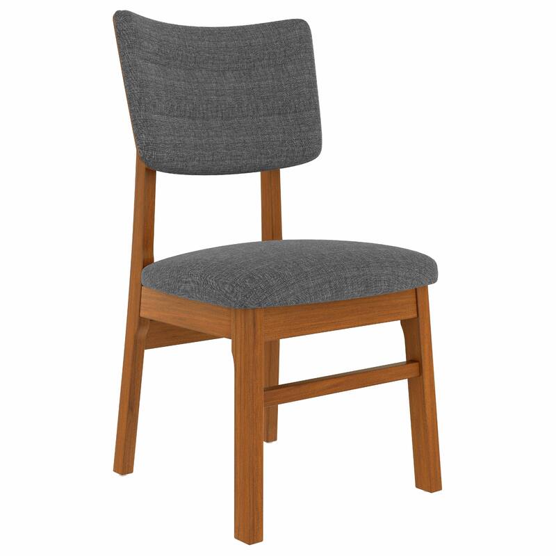 Set of 4 Mid-Century Modern Wooden Dining Chairs, Armless with Upholstered Linen Seat Cushion
