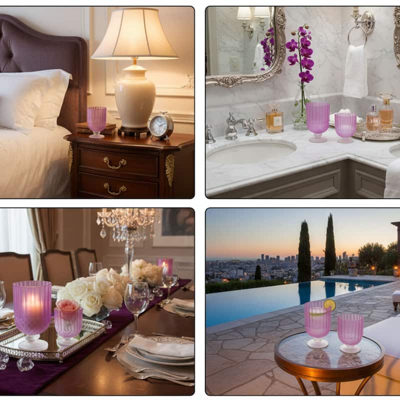 Aria Home Florine Colored Glass Goblet Table Vase Set Decor