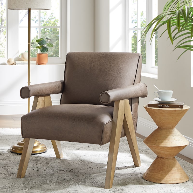 Nelson Modern Vegan Leather Arm Chair by Greyson Living