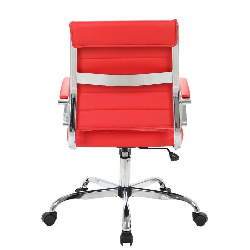 LeisureMod Benmar Mid-Back Swivel Leather Office Chair W/ Chrome Base