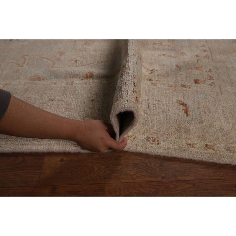 Floral Vegetable Dye Oushak Turkish Large Rug Hand-Knotted Wool Carpet - 10'3"x 13'9"