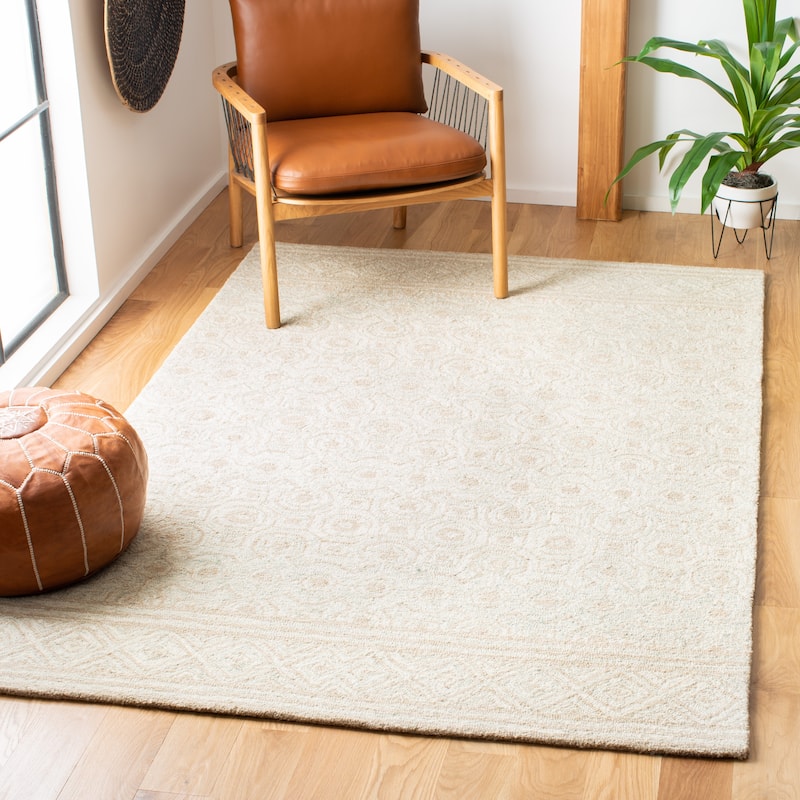 SAFAVIEH Handmade Kirila Micro-loop Modern Wool Area Rug - 8' x 10' - Ivory/Light Green