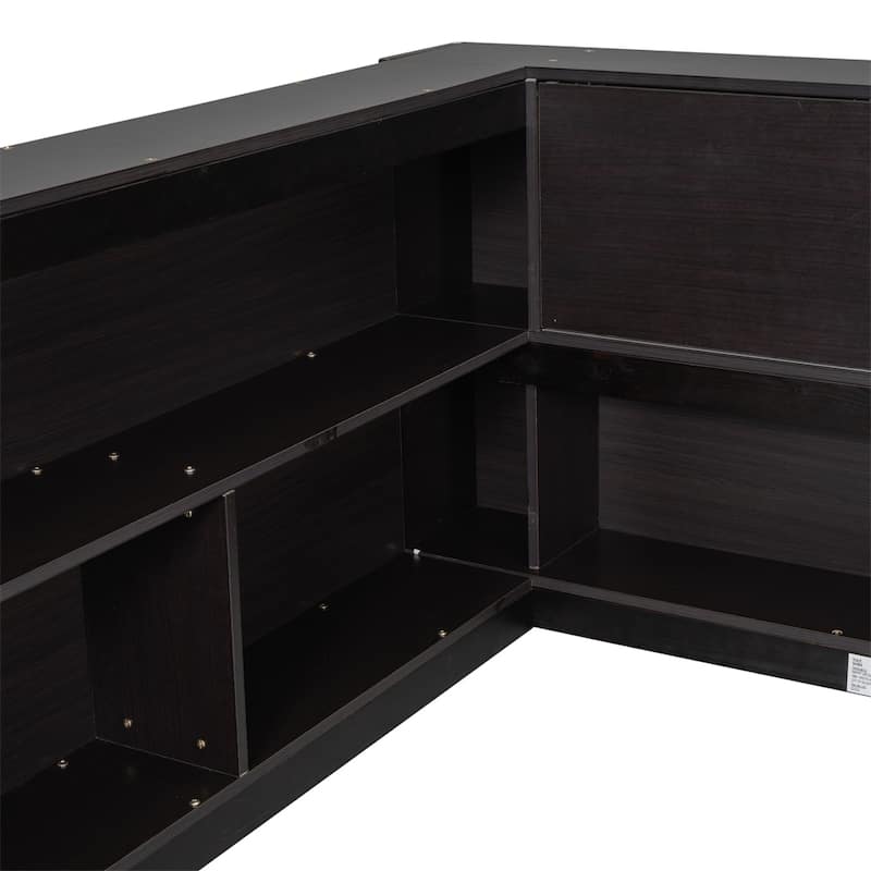 Full Floor Bed with L-shaped Bookcases, Sliding Doors Without Slats