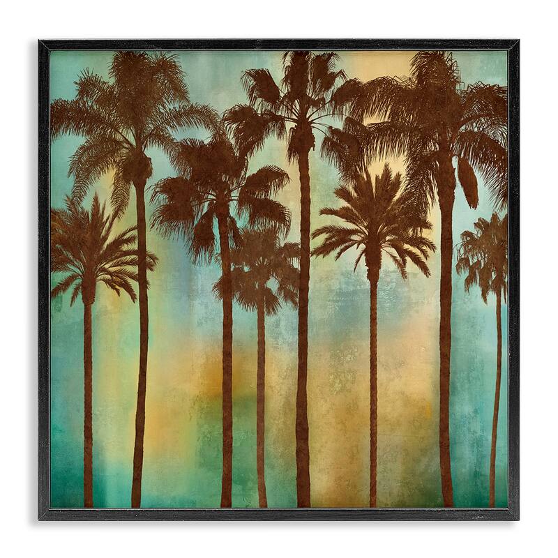 Stupell Looming Palms on Gradient Framed Giclee Art Design By John Seba - 17 x 17 - Black
