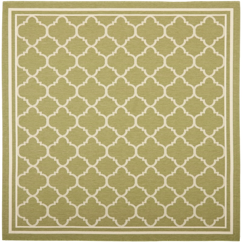 SAFAVIEH Courtyard Kristelle Indoor/ Outdoor Waterproof Patio Backyard Rug - 5'3" Square - Green/Beige