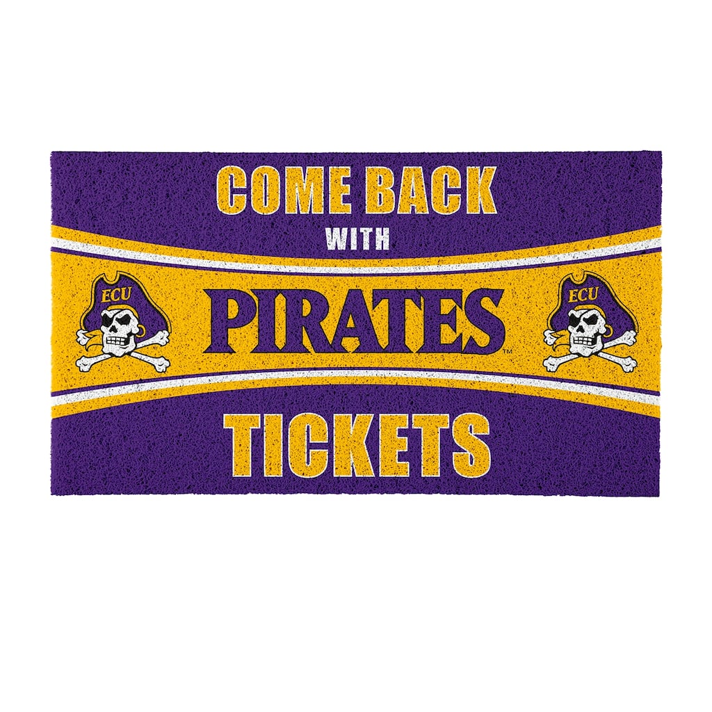 East Carolina University 28 in. x 16 in. PVC "Come Back With Tickets" Trapper Door Mat