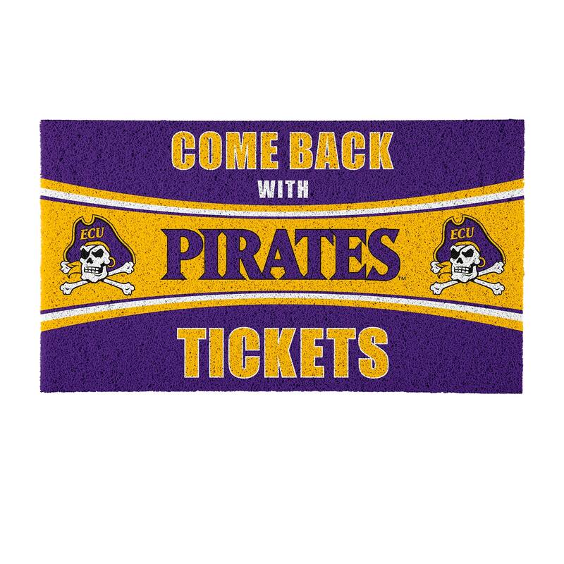 East Carolina University 28 in. x 16 in. PVC "Come Back With Tickets" Trapper Door Mat