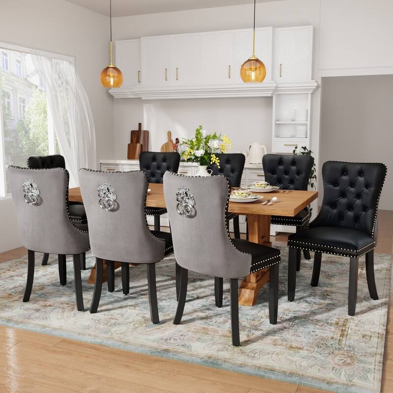 Tufted Naliheads Solid Wood Upholstered Dining Chairs (Set of 2)