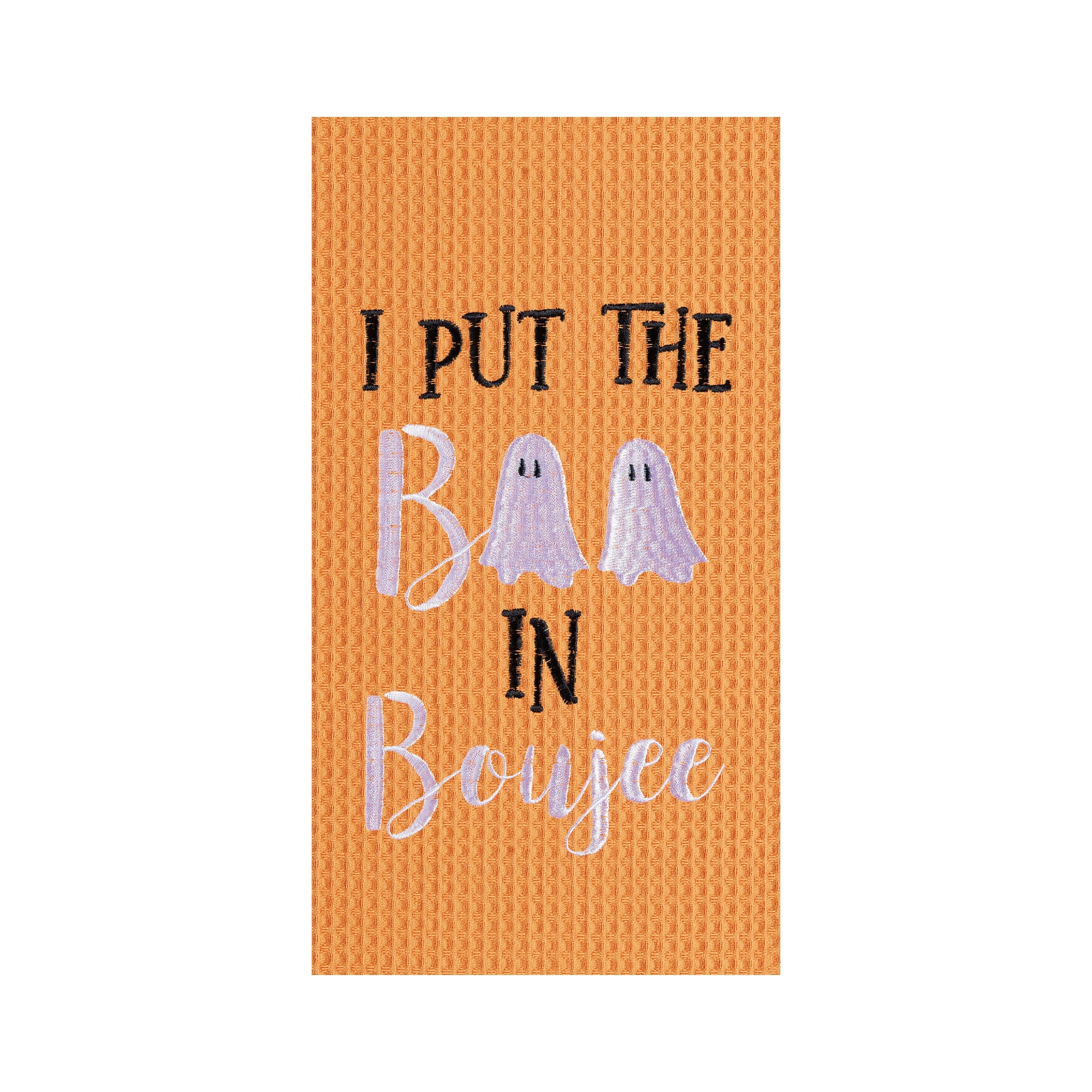 Boo In Boujee Ghost Embroidered Cotton Halloween Waffle Weave Kitchen Towel