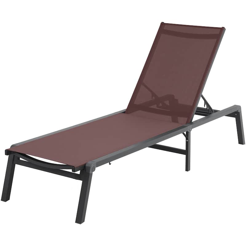 5-Position Adjustable and Foldable Chaise Lounge Chair with Aluminum Frame Perfect for Outdoor Use - 71.65" x 23.43" x 34.84"