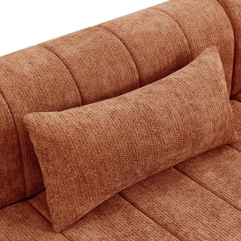 145.5" 4 Pieces Modular Full-Compressed Polyester Upholstered Sectional Sofa