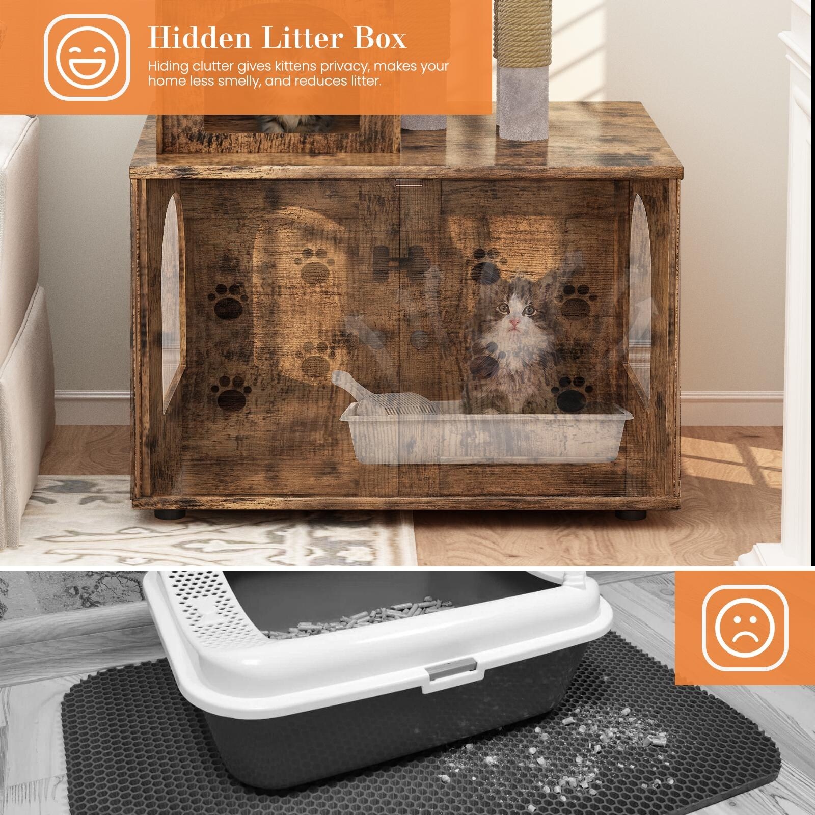 Cat tree with deals hidden litter box
