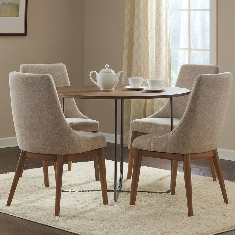 30 Inch Wood Round Accent Coffee Table with Triangular Base, Brown, Black