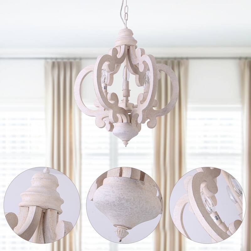 CurveCurio Retro 6-Light Rustic Wood Pendant Light Farmhouse Style Chandelier for Dining Room Living Room and Foyer