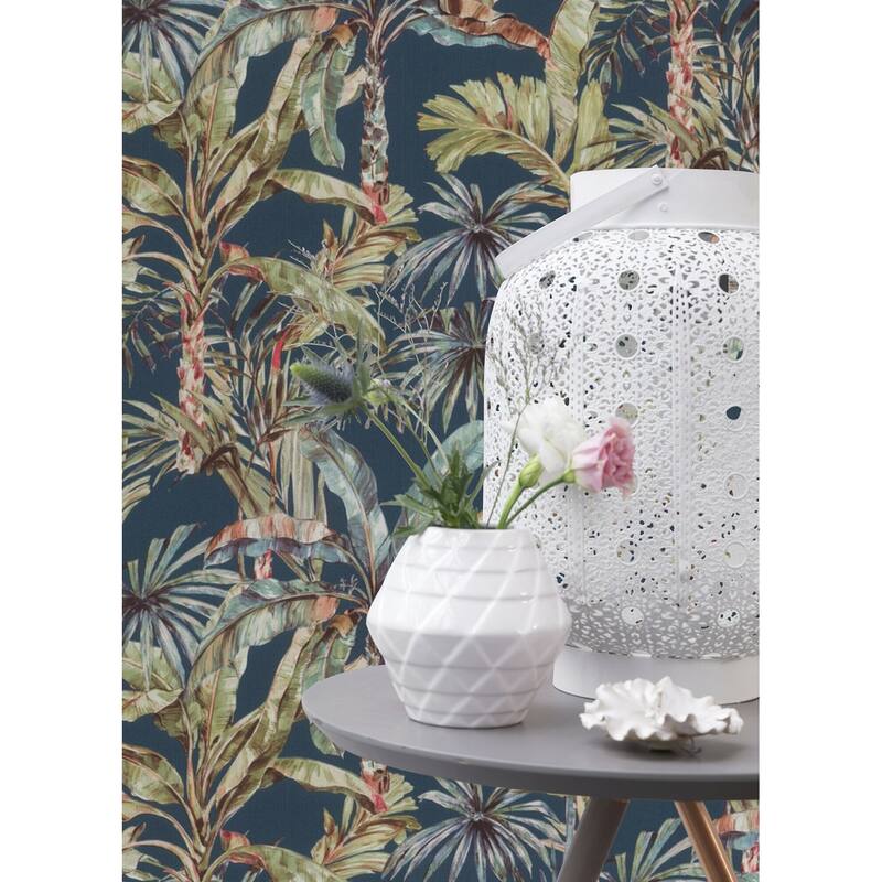 Advantage Calle Blue Tropical Wallpaper