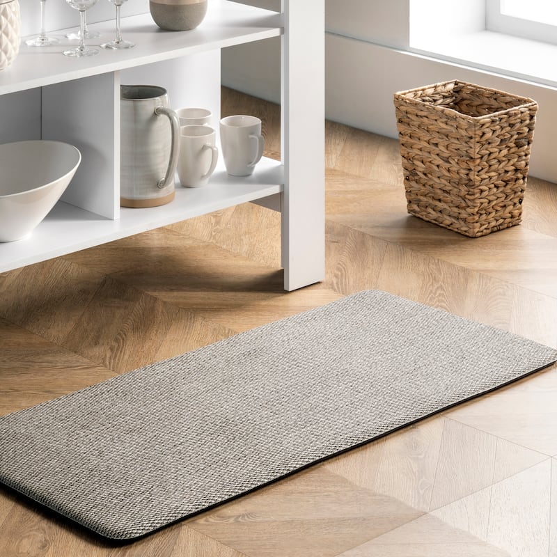 Nuloom Casual Braided Anti Fatigue Kitchen or Laundry Room Comfort Mat - 20" x 42" - Light Grey