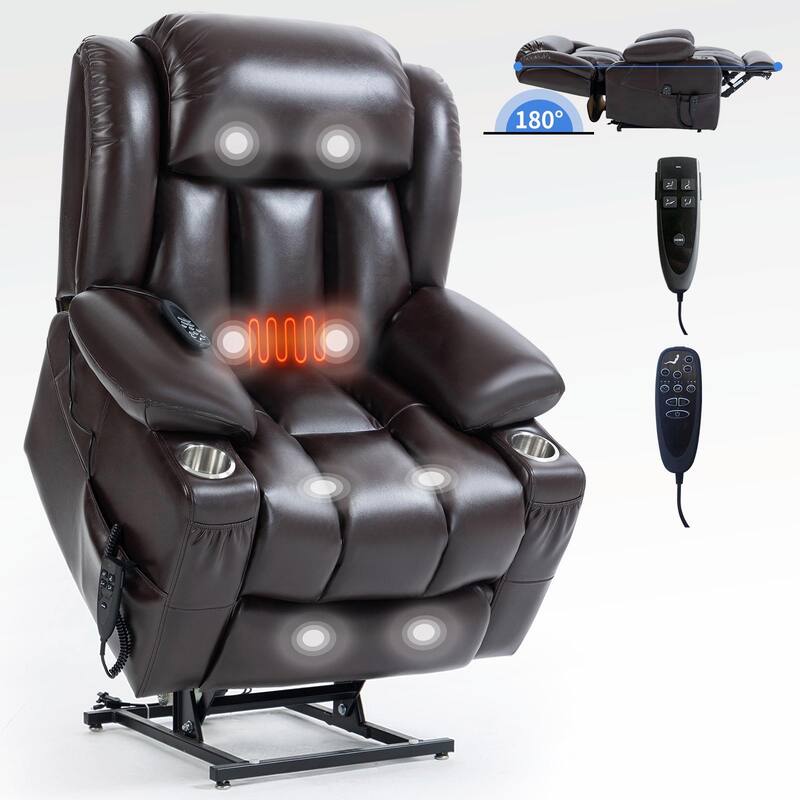 Dual Motor Infinite Position Up to 350 LBS Leatherair Power Lift Recliner Chair
