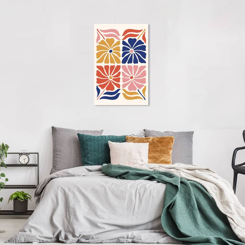 Wynwood Studio Canvas Floral and Botanical Seasonal Retro Flower Pink and Light Pink Modern & Contemporary Wall Art Canvas Print - 24 x 36
