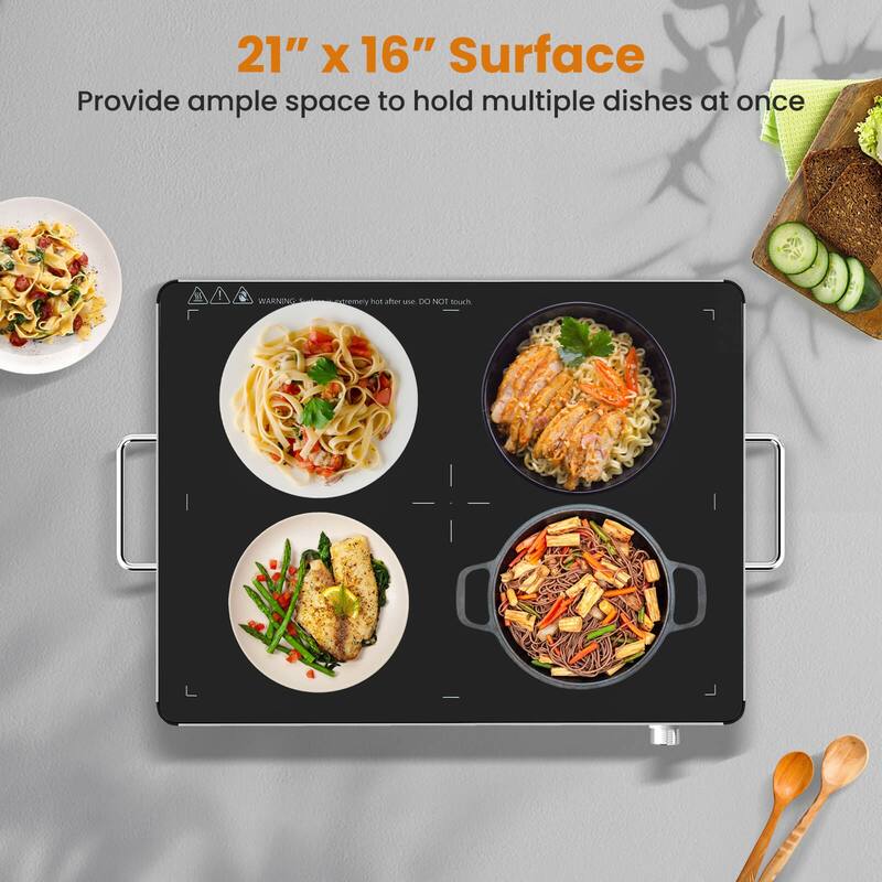 Costway 1/2/3/4PCS 16" x 12" Electric Warming Tray Tempered Glass Food