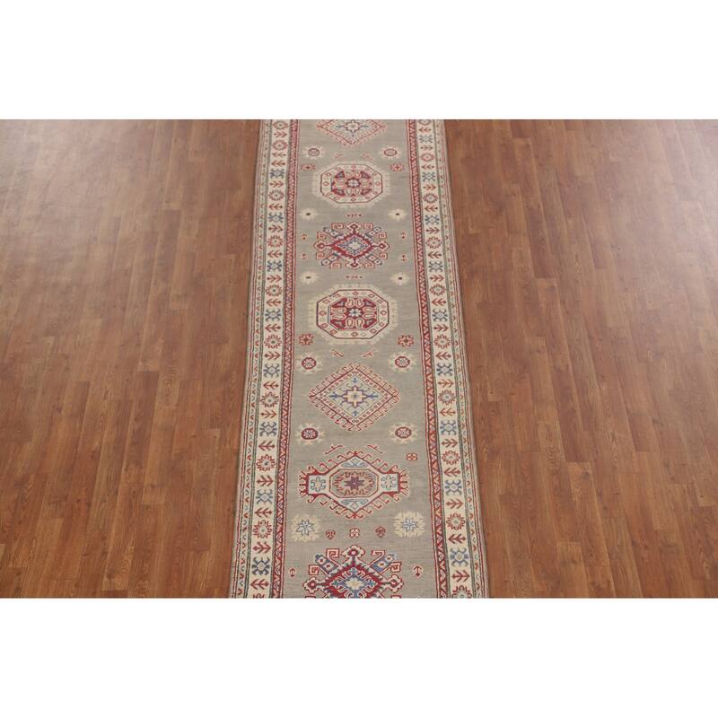 Kazak Runner Rug Handmade Geometric Wool Carpet - 2'9" x 19'3"