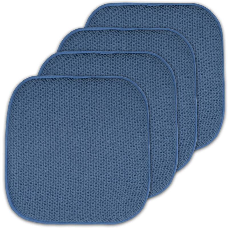 16-in. Square Non-slip Memory Foam Seat Cushions (2 OR 4) - 16 X 16 - Set of 4 - Blue