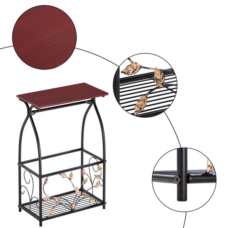 ofa Side Snack Table with Storage Basket at the Bottom,End Table