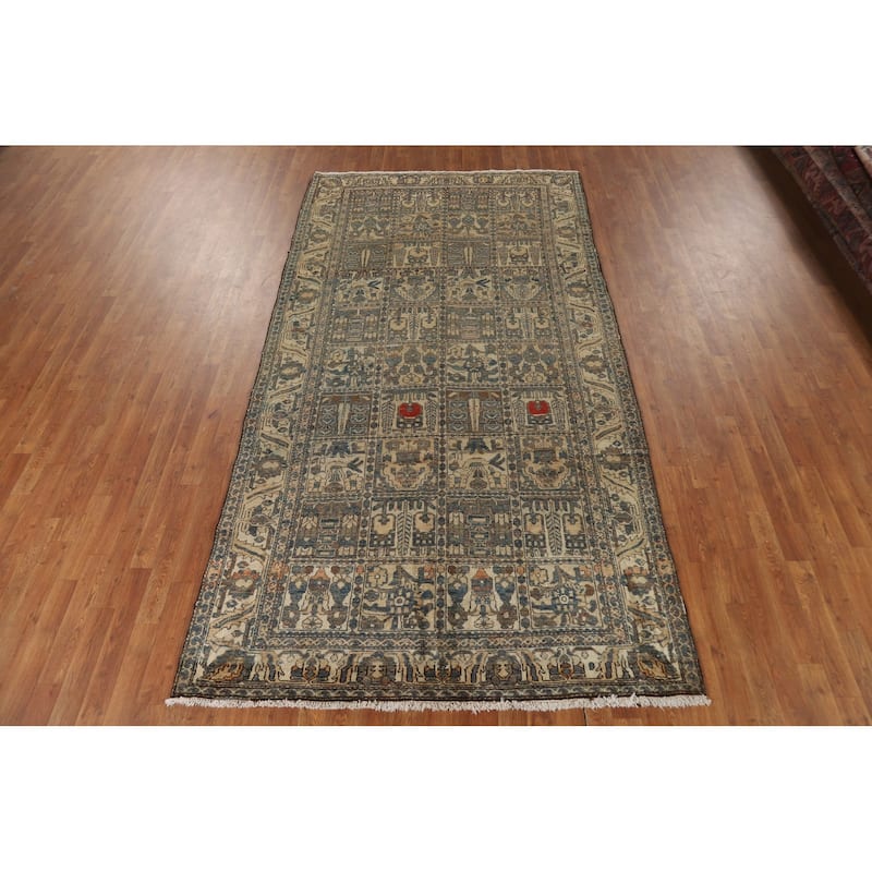 Distressed Bakhtiari Persian Vintage Rug Hand-Knotted Wool Carpet - 5'4"x 10'1"