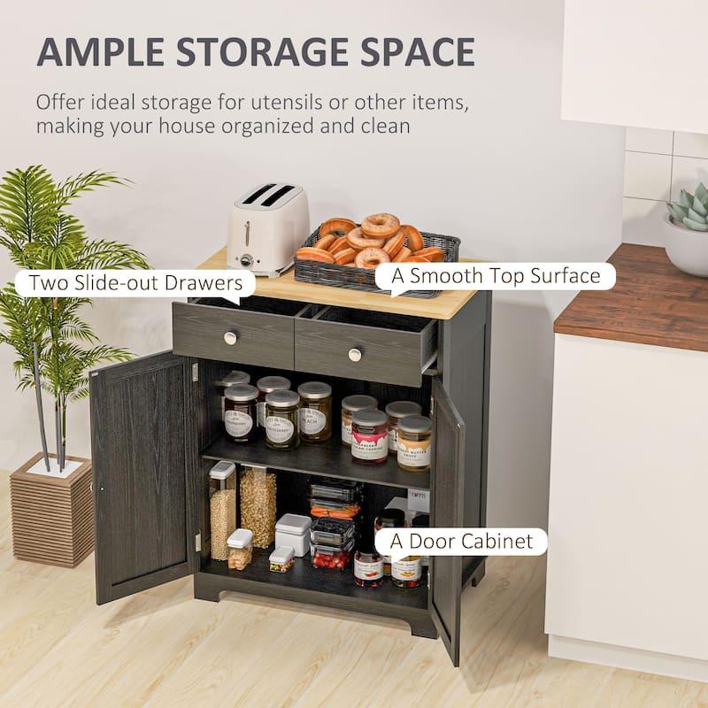 Stylish Kitchen Storage Cabinet with 2 Drawers and Versatile Uses for Home