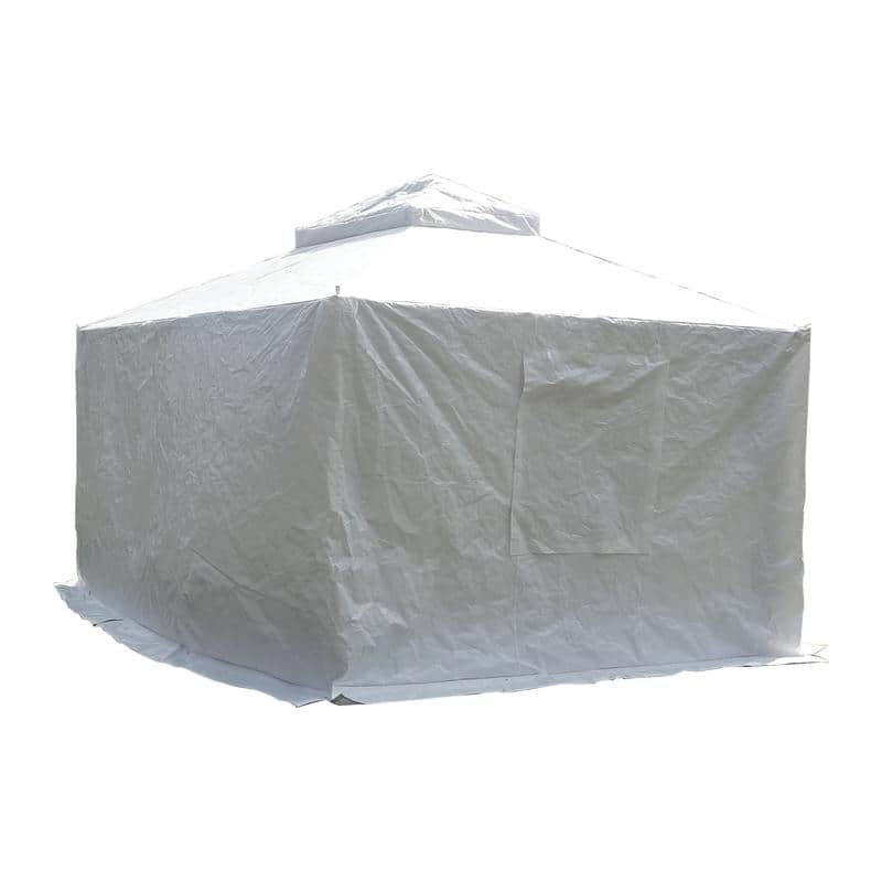 Domi 8' x 8' Universal Winter Gazebo Cover, All Season Waterproof Enclosed Cover with Sidewalls & Ventilated Mesh Windows, White
