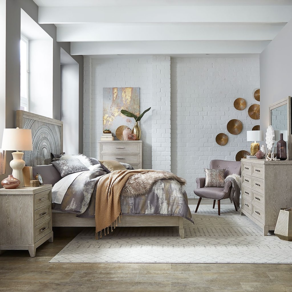 Liberty Furniture Belmar Panel Bed, Dresser & Mirror, Chest, Night Stand - California King, King or Queen