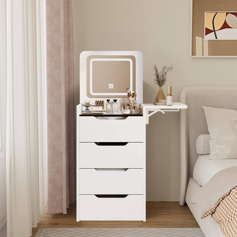 Makeup Vanity Desk with Hidden Panel,Charging Station,3-in-1 Vanity Set with 3 Drawers, Vanity