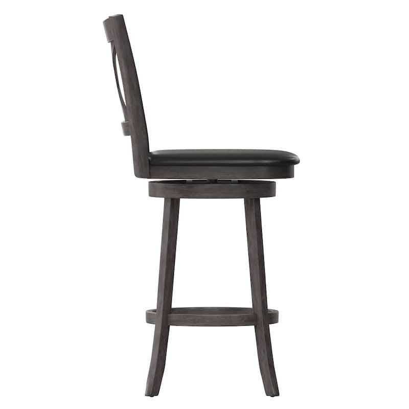 Modern Ladderback Wooden Upholstered Swivel Barstool
