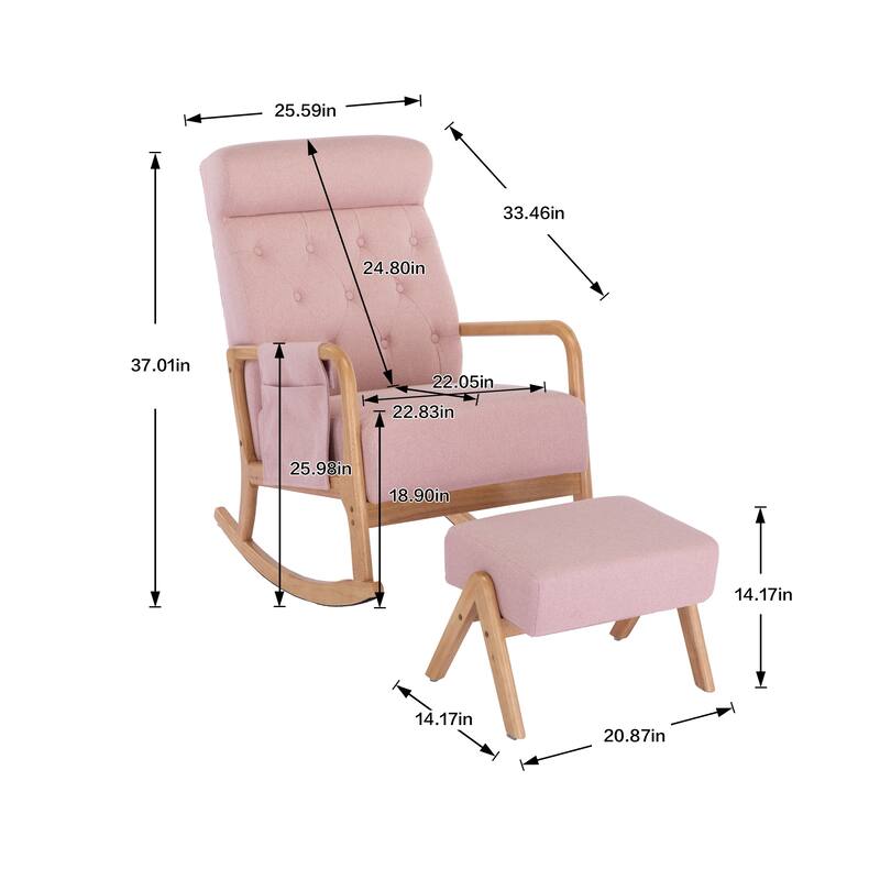 Rocking Armchair With Ottoman for Living Room