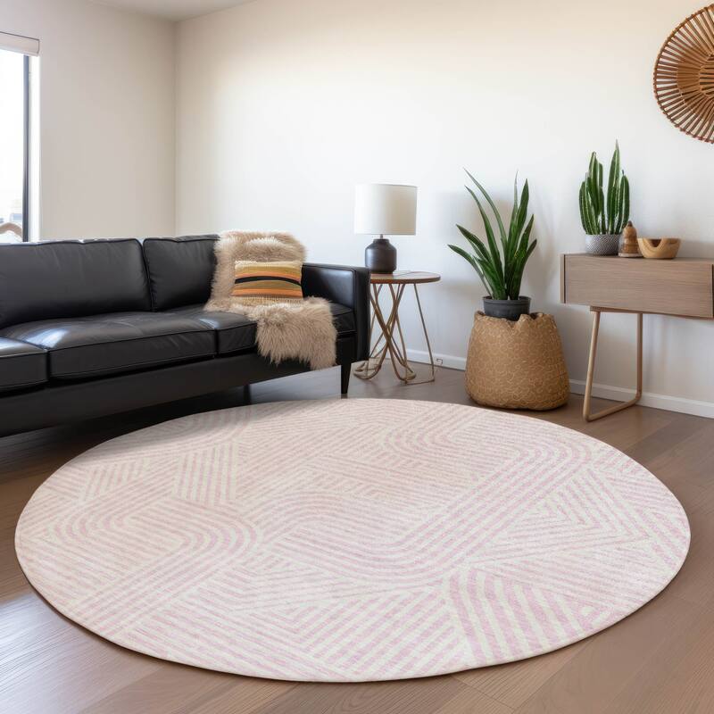 Premium Washable Super Soft Modern Geo Mayfield Rug - Pink - 8' x 8'