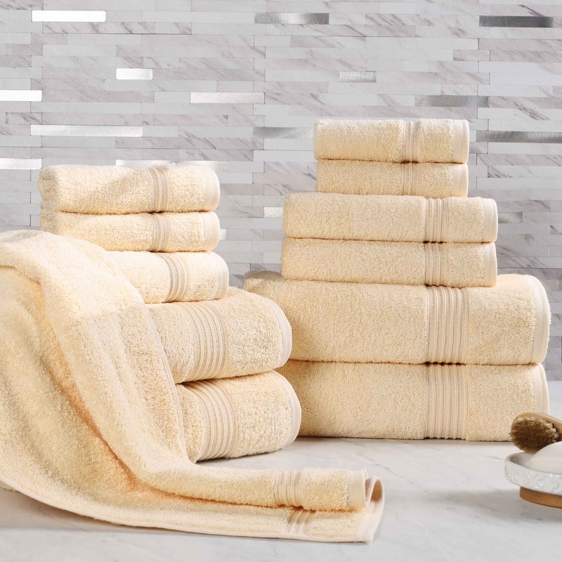 Superior Heritage Egyptian Cotton Absorbent 12-Piece Towel Set - Canary