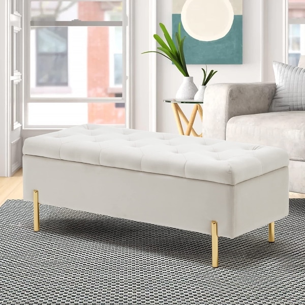 Bedroom bench on sale with shelf