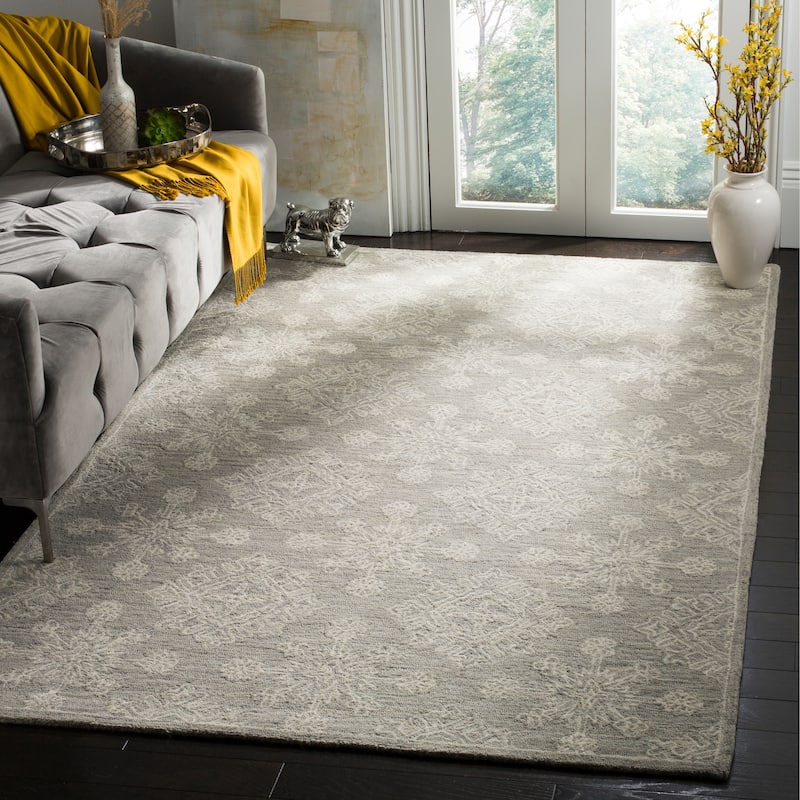 SAFAVIEH Handmade Blossom Rylee Modern Floral Wool Rug - 8' x 10' - Light Beige