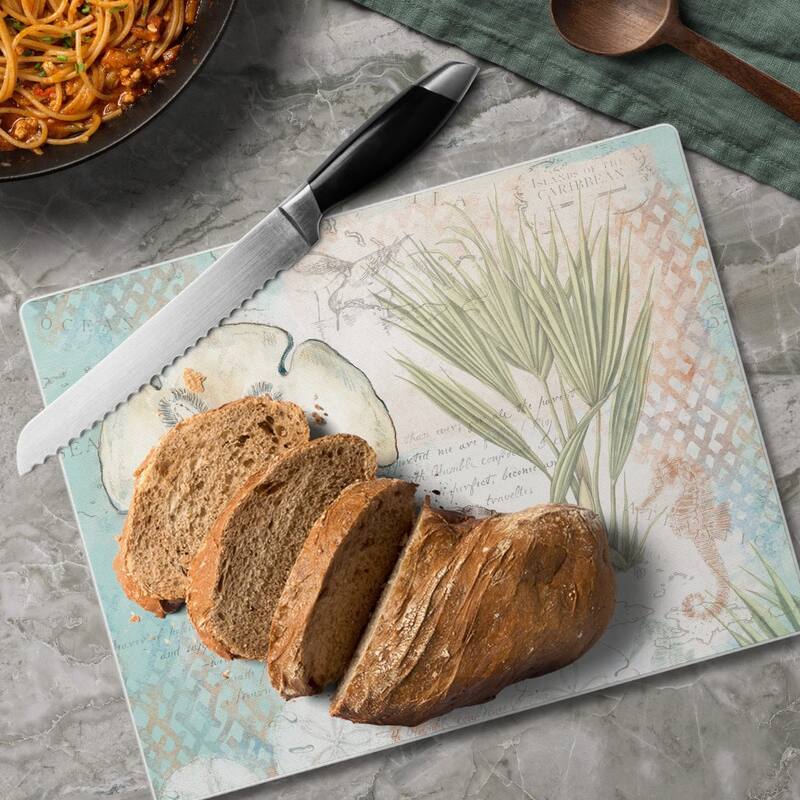 Caribbean Seas 3mm Heat Tolerant Tempered Glass Cutting Board 10” x 8” Manufactured in the USA Dishwasher Safe