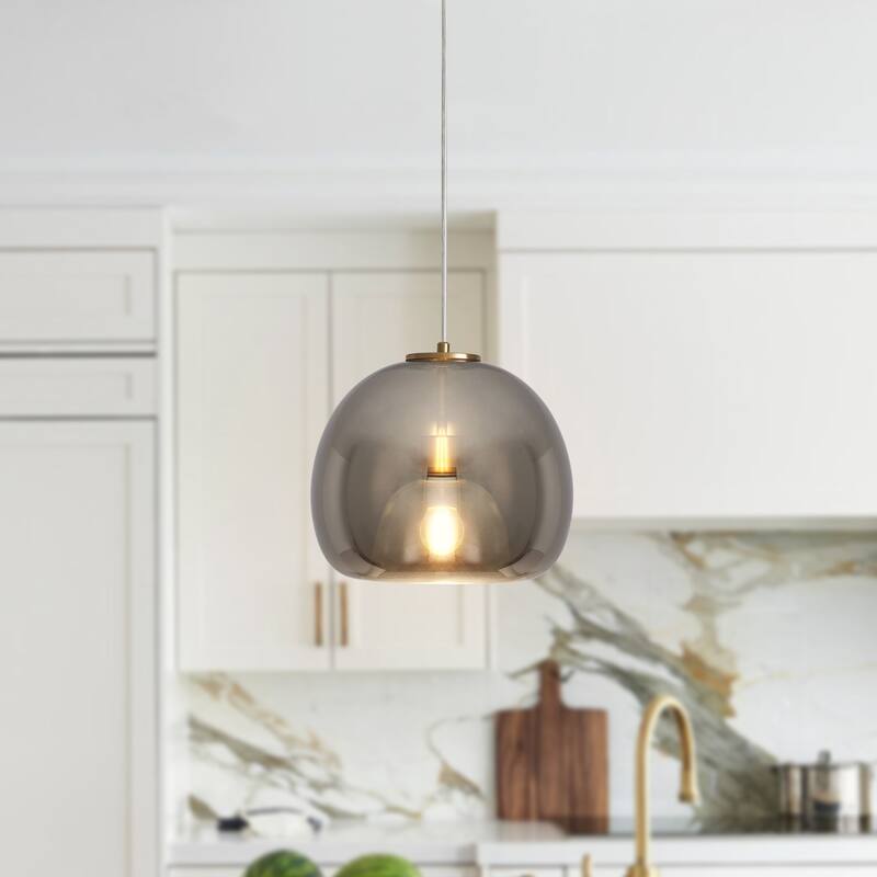 1-Light Globe Hanging Pendant Light Chandelier with Class Shaded for Kitchen Island