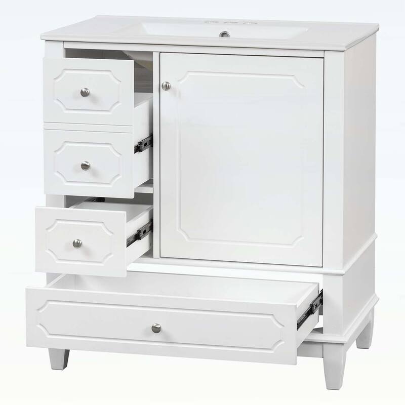 Bathroom Vanity with Ceramic Basin,Soft-Close Doors,and Ample Storage,Ideal for Modern and Compact Spaces
