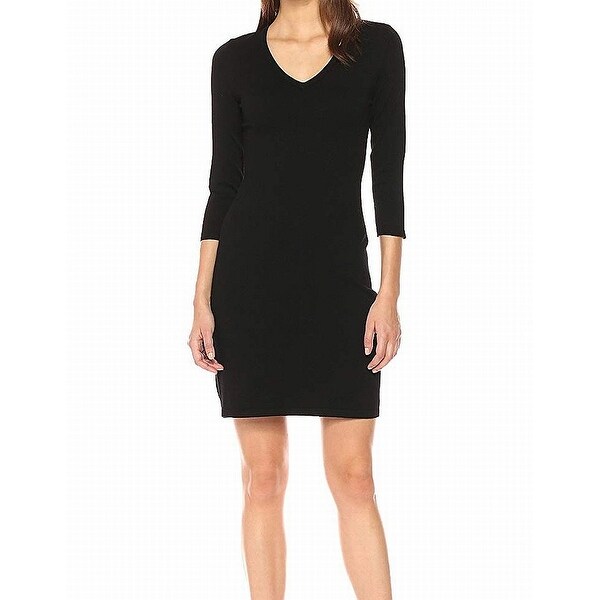 calvin klein black v neck dress