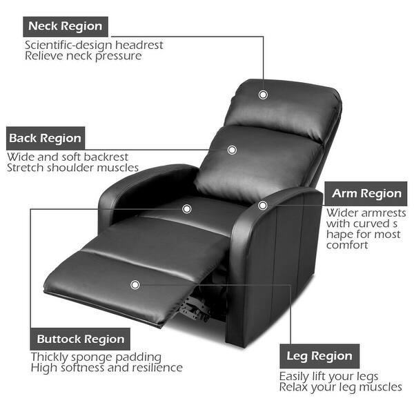 Costway Massage Recliner Chair Pu Leather Padded Seat Ergonomic Lounge Overstock 28081494