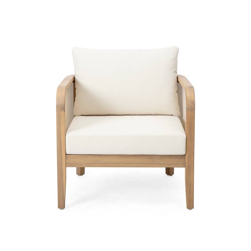 Set of 2,Outdoor Chair,Textilene Patio Furniture,Waterproof Thick Cushion Deep Seating,Weight Capacity 400lbs,Light Teak Finish