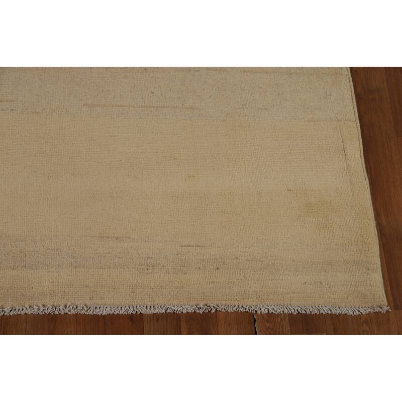 Modern Beige Gold Muted Gabbeh Oriental Area Rug Handmade Wool Carpet - 5'10"x 8'10"