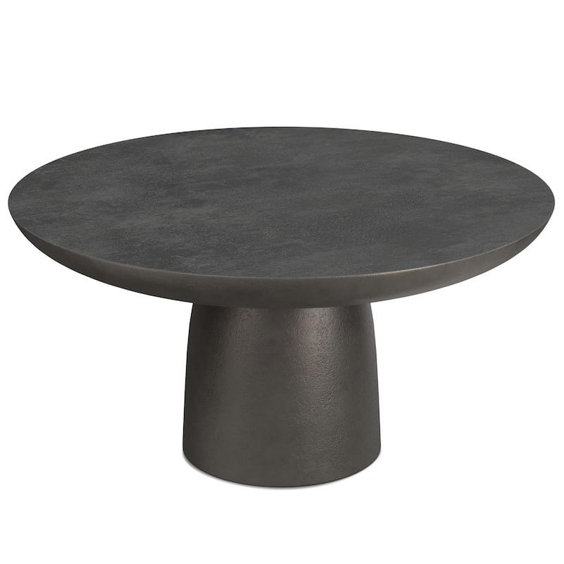 Simpli Home Alexa 30" Wide Round Cast Aluminum Coffee Table in Black Nickel - 30 inch Wide