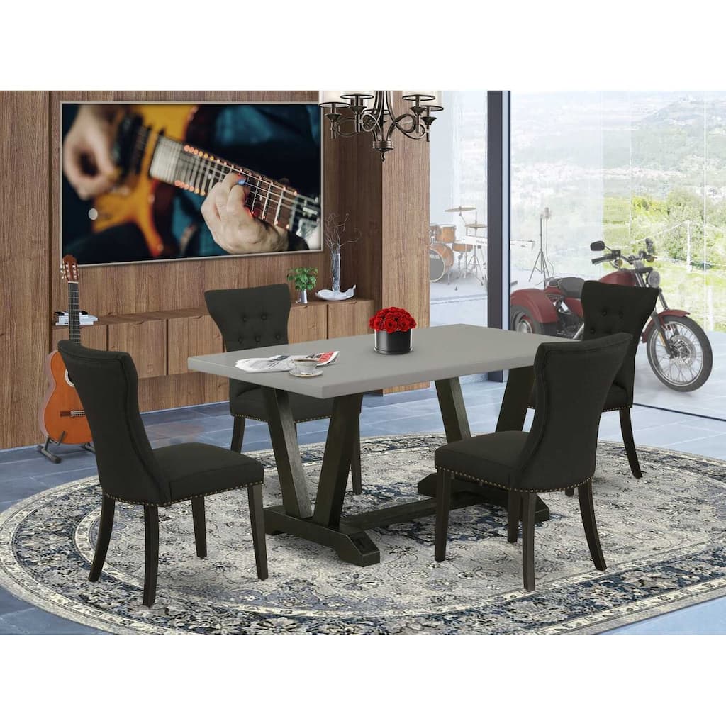 HomeStock 5-Piece Rectangle Natural Oak Finish Solid Wood Top Dining table with 4 Chairs